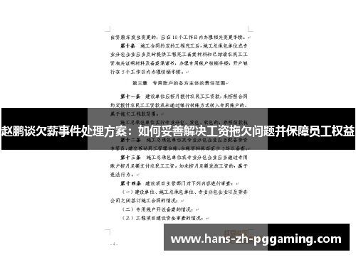 赵鹏谈欠薪事件处理方案:如何妥善解决工资拖欠问题并保障员工权益 赵鹏谈欠薪事件处理方案:如何妥善解决工资拖欠问题并保障员工权益